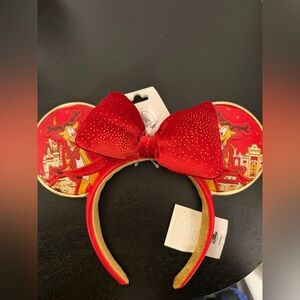 Disney Red and Gold reindeer Pluto Minnie Mouse Ears Mickeys very merry party